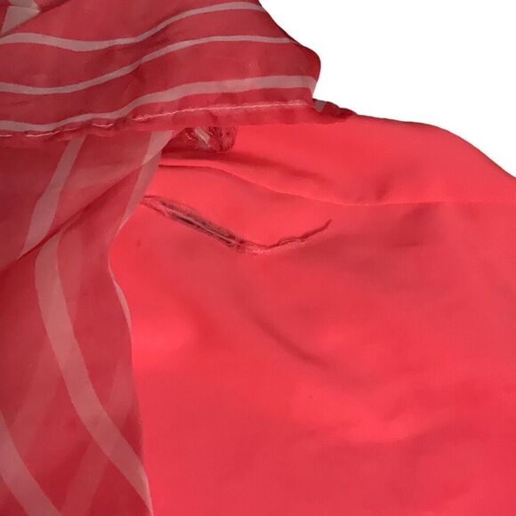 Vince Camuto Orange White Sheer Lined Striped Dress Button Closure Collared 14 - Picture 6 of 8